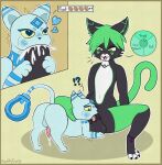 4_toes absurd_res aevyn animal_genitalia animal_penis anklet anthro anthro_on_feral balls bestiality black_body black_claws black_fur blue_body bodily_fluids butt claws cum cum_feeding cum_in_mouth cum_inside domestic_cat duo exclamation_point facial_markings feet felid feline feline_genitalia feline_penis felis fellatio feral feral_penetrated fur fwuffydurg gameplay_mechanics genital_fluids genitals green_eyes green_hair green_markings green_tail hair head_markings heart_eyes heart_symbol hi_res humanoid_genitalia humanoid_penis jewelry looking_at_another looking_at_partner male male/male mammal markings masturbation mau_cryst multicolored_body nude on_ground open_mouth oral pal_(species) palworld penetration penile penis perineum pink_nose pocketpair question_mark saliva saliva_on_penis sex tail toes two-handed_masturbation white_toes yellow_sclera