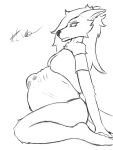 3:4 abdominal_bulge after_vore anthro belly big_belly bone bones_in_stomach canid canid_demon canine canis clothing demon digested female hellaverse hellhound helluva_boss hi_res loona_(helluva_boss) mammal monochrome mythological_canine mythological_creature mythology niki_the_vixen shirt side_view sitting sketch skull solo t-shirt topwear vore wolf