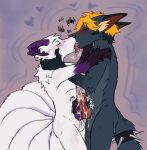 absurd_res accessory animal_genitalia animal_penis anthro balls blush bodily_fluids canid canine canine_genitalia canine_penis collar cum cum_on_balls cum_on_penis duo ejaculation fluffy fluffy_tail fox frax_(fraxinus) frottage furgonomics genital_fluids genitals hair hi_res kissing knot leg_markings licking_tongue male male/male mammal markings multi_tail neck_tuft onomatopoeia orange_hair orgasm penile penis penises_touching prince-vulpine rook_(rookarino4277) sex size_difference socks_(marking) sound_effects tail tail_accessory tail_collar text tongue tuft