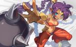 2026 absurd_res bandeau blue_eyes breasts circlet clothing ear_piercing ear_ring eyebrows eyelashes female genie hair hi_res humanoid humanoid_pointy_ears life_is_pi navel not_furry open_mouth open_smile piercing pointy_ears purple_hair ring_piercing shantae shantae_(series) smile solo spiked_ball topwear wayforward