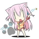  animal_ears borrowed_character cat_ears cat_tail chibi long_hair lowres original pink_hair shia_flatpaddy shirasu_youichi solo tail 