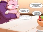 absurd_res ambiguous_gender animate_inanimate blush cloudeon cotton_cat_(cloudeon) digital_media_(artwork) domestic_cat duo english_text felid feline felis feral fur hi_res human living_plushie male male/ambiguous mammal pink_body plushie smile text