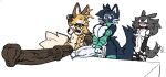 2026 4_fingers animal_genitalia anthro bandage bandaged_arm bb_(starreuges) bell bell_collar big_breasts big_penis black_body black_ears black_eyes black_fur black_hair black_sclera black_tail blood_tears blush bodily_fluids breast_size_difference breast_squish breasts brown_clothing brown_collar brown_ears brown_fingerless_gloves brown_gloves brown_handwear brown_penis canid canine cheek_tuft circle_eyebrows clothing collar countershade_face countershading digital_media_(artwork) domestic_cat eyebrows facial_tuft felid feline felis fingerless_gloves fingers fur genitals glans gloves green_collar grey_hair grey_tail group gynomorph gynomorph_anthro hair hand_on_hip hand_on_own_hip handwear head_tuft hi_res huge_penis humanoid_genitalia humanoid_penis hyper hyper_genitalia hyper_penis intersex intersex_anthro mammal maxie_(starreuges) medial_ring medium_breasts narrowed_eyes navel one_eye_closed one_eye_half-closed orange_body orange_fur orange_tuft pasties penis penis_size_difference sheath simple_background skinny squish standing starreuges sweat tail tan_body tan_breasts tan_countershading tan_eyebrows tan_fur tan_inner_ear tan_sheath tan_tuft trio tuft vein veiny_penis whiskers white_background white_blush white_body white_countershading white_eyes white_glans white_inner_ear white_mouth white_penis white_whiskers