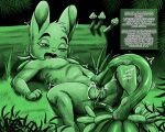 ambiguous_gender anal anal_penetration anthro anus balls blush bodily_fluids butt cum cum_in_tentacles cum_on_balls docsye duo english_text forest fungus fur genital_fluids genitals grass head_tuft hi_res kerchief kerchief_only lagomorph leporid log lying male male/ambiguous mammal monochrome mostly_nude mostly_nude_anthro mostly_nude_male mushroom narrowed_eyes neckerchief neckerchief_only neckwear nude_anthro nude_male on_back one_eye_closed open_mouth penetration penile penile_penetration penis penis_in_tentacle penis_milking plant plant_monster plant_sex plant_tentacles rabbit sex sound_effects spread_legs spreading tentacle_in_ass tentacle_penetration tentacle_sex tentacles text text_box tree tuft wood