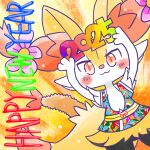1:1 2025 :3 accessory ambiguous_anthro ambiguous_gender annyui0611 anthro asian_clothing biped blush blush_stickers braixen canid closed_smile clothing digital_drawing_(artwork) digital_media_(artwork) dipstick_tail dutch_angle east_asian_clothing english_text flower flower_in_hair food front_view generation_6_pokemon hair hair_accessory hi_res holidays japanese_clothing japanese_description looking_at_viewer mammal markings mouth_closed new_year new_year_2025 nintendo object_in_tail plant pokemon pokemon_(species) portrait shrimp_(food) simple_background smile solo standing tail tail_markings text three-quarter_portrait translated_description year