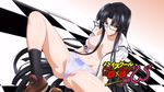  1girl black_hair breasts glasses high_school_dxd long_hair nipples open_clothes panties purple_panties shinra_tsubaki sitting socks solo spread_legs topless underwear very_long_hair 