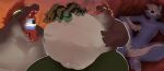 absurd_res anthro aquatic belly big_belly blue_body blue_fur burping cohozuna fish fur hi_res huge_belly internal king_salmonid male male_pred male_prey mammal navel nintendo open_mouth oral_vore organs outie_navel salmon salmonid_(fish) salmonid_(splatoon) same_size_vore slippdipp splatoon stomach tongue tongue_out vore white_body white_fur yellow_eyes