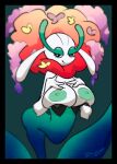 absurd_res anthro apode bedroom_eyes big_breasts black_border border breasts draconcopode drasha69 exposed_breasts female florges flower generation_6_pokemon half-closed_eyes hi_res legless looking_at_viewer naga narrowed_eyes nintendo nipples plant pokemon pokemon_(species) red_flower_florges seductive serpentine simple_background smile solo