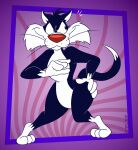 2026 3_toes 4_fingers abstract_background alternate_version_at_paywall anthro belly bent_leg big_butt biped black_body black_eyes black_fur butt casual_nudity cheek_tuft colored curvy_figure digital_drawing_(artwork) digital_media_(artwork) dipstick_tail domestic_cat facial_tuft feet felid feline felis fingers flat_colors front_view fur furrowed_eyebrows gavanzude glance gloves_(marking) hand_on_hip hand_on_own_hip head_tuft hi_res hip_sway humanoid_hands humanoid_heel leg_markings lines_drawn looking_aside looney_tunes male mammal markings nude pinup plantigrade pose raised_heel red_nose signature slightly_chubby slightly_chubby_anthro slightly_chubby_male small_waist smug smug_expression smug_face smug_grin socks_(marking) solo standing_on_toes sylvester_(looney_tunes) tail tail_markings thick_thighs tiptoes toes tuft tuxedo_cat warner_brothers whisker_spots whiskers white_belly white_body white_feet white_fur white_hands white_sclera white_tail_tip wide_hips
