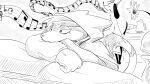 16:9 anthro appliance armor bandanna_on_forehead canid canine canis cloak clothing daisy_(dragonweirdo) domestic_dog domestic_ferret dragonweirdo female flower furniture gloves group handwear hat headgear headwear helmet hi_res kettle looking_away male mammal military_uniform monochrome musical_note musical_symbol mustelid musteline plant puck_(dragonweirdo) rodent sciurid singing sofa stove symbol tree_squirrel trio true_musteline tula_(dragonweirdo) uniform weasel widescreen