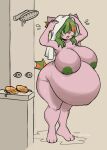 anthro aquatic areola belly big_belly big_breasts breasts digital_drawing_(artwork) digital_media_(artwork) domestic_cat drying drying_hair eyewear felid feline felis female fish glasses green_areola green_hair green_nipples hair hair_over_eyes hi_res huge_belly hybrid hyper hyper_belly hyper_pregnancy mammal murninatair navel nipples nude nude_anthro nude_female open_mouth orange_nose outie_navel pregnant pregnant_anthro pregnant_female puddle round_glasses short_tail shower solo standing tail water