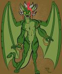 2019 4_fingers 4_toes 5:6 6_horns accessory andromorph animal_genitalia anthro armlet athletic athletic_andromorph athletic_anthro athletic_intersex bangle bedroom_eyes big_ears biped black_eyes black_toe_claws bracelet brown_background casual_nudity claws cloaca collarbone colored cross cross_(symbol) cross_necklace curling_tail curvy_figure cute_fangs dated demon digital_drawing_(artwork) digital_media_(artwork) digitigrade ear_piercing ear_ring fangs feet finger_claws fingers flat_colors front_view full-length_portrait furgonomics gargoyle genitals glistening glistening_eyes gold_(metal) gold_armlet gold_bracelet gold_ear_ring gold_jewelry green_body green_scales green_skin grey_horn hair half-closed_eyes head_horn hi_res horn horn_accessory hornband hybrid incisors intersex jewelry looking_at_viewer membrane_(anatomy) membranous_wings multi_horn multicolored_body multicolored_scales multicolored_skin narrowed_eyes navel navel_line necklace nude open_mouth pecs piercing pinup pointy_ears portrait pose pupils red_hair rib_lines ribs ring_piercing scales seductive signature simple_background skin_folds slit_pupils smile smiling_at_viewer solo spade_tail standing stevethedragon tail teeth thick_forearms thick_tail toe_claws toes two_tone_body two_tone_scales two_tone_skin veiny_arms ventral_scales vulva white_horn wide_hips wings yellow_sclera