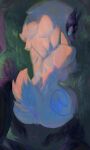 1boy 1girl animal_ears anus ass body_fur body_markings breasts colored_skin from_above furry furry_female furry_with_furry grass highres horns kindred_(league) kuglu_(kugluu) lamb_(league) large_breasts league_of_legends long_hair looking_at_viewer mask pussy sheep_ears sheep_tail solo_focus tail white_fur white_hair white_skin wolf_(league) 