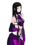  1girl black_hair breasts capcom gloves hair_down han_juri long_hair looking_at_viewer small_breasts smile solo street_fighter street_fighter_iv 