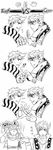  caesar_anthonio_zeppeli dkaki facial_mark greyscale headband highres jojo_no_kimyou_na_bouken joseph_joestar_(young) male_focus monochrome multiple_boys rock_paper_scissors scarf 