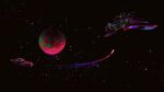  colorful commentary dark_background hexh highres original pixel_art planet scenery shooting_star sky space spacecraft star_(sky) starry_sky 