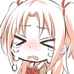  >_< 1boy arikawa_hime blush bow bowtie chibi closed_eyes commentary_request crying curtained_hair furrowed_brow himegoto long_hair lowres male_focus nose_blush open_mouth parted_bangs portrait pumomo_(saito80276259) red_bow red_bowtie school_uniform simple_background solo tears trap two_side_up variant_set white_background 