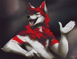  2018 5_fingers angiewolf anthro black_nose canine digital_media_(artwork) male mammal open_mouth red_eyes solo teeth tongue wolf 
