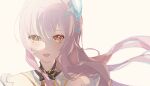  1girl absurdres aemeath_(wuthering_waves) bare_shoulders chinese_commentary commentary_request crying crying_with_eyes_open grey_background highres long_hair looking_at_viewer open_mouth orange_eyes pink_hair ponytail portrait simple_background smile solo star-shaped_pupils star_(symbol) symbol-shaped_pupils tears wuthering_waves ying_wei_jin_inexistenec 