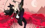  artist_name black_hair blake_belladonna bow copyright_name hair_bow highres long_hair rwby solo wanderyen_erin weapon yellow_eyes 