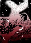  1boy angel_wings bare_back black_background checkered_clothes commentary_request crying crying_with_eyes_open feathers floral_print midori_(shoujo_tsubaki) monochrome nekoma-akatsuki polka_dot short_hair shoujo_tsubaki solo tears wings 