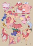  0_ici_0 absurdres apple apple_core apron audino bird bow cat chansey color_connection commentary deer deerling deerling_(spring) fletchling food fruit hat highres max_revive munna no_humans nurse_cap oddish pink_theme plant pokemon pokemon_(creature) pokemon_focus rare_candy red_bow robin_(animal) simple_background skitty swirlix white_apron 