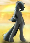  anthro anthrofied beach breasts cloud clouds equine evening female freefraq friendship_is_magic fur grey_fur grey_hair hair hair_over_eye hand_behind_back hi_res hooves horse inkie_pie_(mlp) long_hair looking_at_viewer mammal my_little_pony navel nipples nude outside pony pubes purple_eyes pussy sea seaside signature smile solo standing sun water 