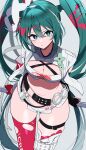  1girl absurdres adapted_costume aqua_eyes aqua_hair breasts commentary_request crown_ornament goodsmile_company goodsmile_racing gunjou_desu! hatsune_miku highres long_hair navel official_alternate_costume racing_miku racing_miku_(2025) solo thick_thighs thigh_strap thighhighs thighs twintails vocaloid wide_hips 