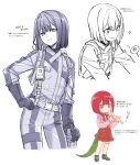  arc_raiders closed_mouth dotitao flute frilled_shirt frills gloves green_eyes hand_on_own_hip highres holding holding_flute holding_instrument indie_virtual_youtuber instrument looking_at_viewer pink_shirt red_hair red_skirt scales shirt short_hair simple_background skirt snake_girl snake_tail tail thigh_strap translation_request virtual_youtuber white_background ytaoh 