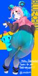  1girl absurdres ass blue-chan_(bourbunbun) blue_pantyhose colored_inner_hair colored_skin commission highres innosick legs looking_back multicolored_hair original pantyhose skeb_commission white_skin 