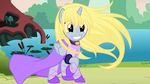  amber_eyes beavernator blonde_hair clothing cutie_mark derpy_hooves_(mlp) dress equine female feral food friendship_is_magic fur grass grey_fur hair hi_res horn long_hair looking_at_viewer mammal muffin my_little_pony necklace open_mouth orange_eyes outside pond sky smile solo standing teeth tree water winged_unicorn wings wood yellow_eyes 