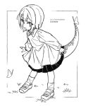  aged_down bug butterfly dotitao full_body greyscale highres indie_virtual_youtuber long_sleeves monochrome scales shoes short_hair simple_background skirt snake_girl snake_tail socks standing tail virtual_youtuber white_background ytaoh 