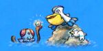  asirai bird gem holding_pearl no_humans ocean pearl pelipper pokemon pokemon_(creature) pokemon_focus rock shining tentacles tentacool water_type_theme_(pokemon) wings wingull 