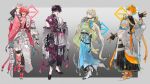  4boys :d absurdres ahoge akagi_wen anklet aqua_ribbon aqua_scarf arm_cutout arm_up asymmetrical_legwear asymmetrical_pants asymmetrical_sleeves bell belt belt_buckle belt_charm black_belt black_gloves black_hair black_hakama black_kimono black_leggings black_pants black_shirt black_shoes black_streaks blonde_hair blue_eyes blue_hakama blue_streaks border bottle bracelet bridal_legwear buckle cape charm_(object) closed_mouth clothing_cutout collarbone colored_tips commentary_request compression_shirt creature creature_on_shoulder crossed_bangs diamond_cutout dress_shoes earrings elbow_gloves fang fingerless_gloves flats flower_knot full_body fur-trimmed_kimono fur_trim glove_cutout gloves gradient_background gradient_hair green_hair grey_background grey_border grey_haori grey_shoes grey_socks hair_between_eyes hair_ornament hakama hakama_shorts hand_in_pocket hand_on_own_hip haori hibachi_mana high_heels highres honeycomb_(pattern) japanese_clothes jewelry jingle_bell kataginu kimono kirin-chan_(usami_rito) layered_sleeves leggings lightning_bolt_hair_ornament lightning_bolt_symbol lineup long_sleeves looking_at_viewer looking_back male_focus multicolored_eyes multicolored_gloves multicolored_hair multicolored_shoes multiple_belts multiple_boys multiple_bracelets nijisanji o-ring off_shoulder okobo on_shoulder open_clothes open_kimono orange_eyes orange_hair orange_scarf orange_shoes oriens_(nijisanji) outside_border pants patterned_clothing perfume_bottle pink_hair pink_kimono pink_ribbon platform_sandals pom_pom_(clothes) profile purple_eyes purple_kimono red_socks ribbed_socks ribbon safety_pin saiki_ittetsu sandals scarf shirt shirt_under_kimono shoes short_hair short_kimono short_over_long_sleeves short_sleeves shorts sideways_glance simple_background single_glove skeletal_tail sleeveless sleeveless_kimono smile socks split-color_clothes standing streaked_hair striped_hakama sweater_guard tabi tail tassel teeth toeless_legwear turtleneck turtleneck_shirt two-tone_eyes two-tone_gloves two-tone_kimono two-tone_scarf two-tone_shoes unagipai uneven_legwear upper_teeth_only uroko_(pattern) usami_rito virtual_youtuber w waving white_belt white_cape white_gloves white_hakama white_kimono white_sandals white_shoes white_sleeves wide_sleeves yellow_eyes yellow_kimono 