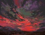  cloud cloudy_sky commentary field green_sky hexh landscape multicolored_sky no_humans original pixel_art red_sky scenery sky sky_focus 