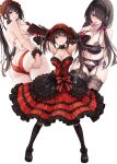  1girl armpits ass azur_lane bikini black_boots black_bra black_garter_belt black_hair black_panties black_thighhighs boots bra breasts cleavage clock_eyes commentary_request date_a_live dress garter_belt grin gun heterochromia highres knee_boots lace-up_boots large_breasts lingerie lolita_fashion long_hair multiple_views official_alternate_costume panties red_bikini red_dress red_eyes rifle saint_laurent_paris smile swimsuit symbol-shaped_pupils thighhighs thighs tokisaki_kurumi tokisaki_kurumi_(spirit) tokisaki_kurumi_(twin_rose) twintails underwear uneven_twintails very_long_hair weapon yellow_eyes 