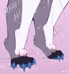  1boy 1girl animal_hands body_fur colored_skin commentary english_commentary feet foot_focus furry furry_female furry_male furry_with_furry grey_fur hetero original prsmrti pussy_juice sex simple_background standing standing_sex white_skin 