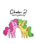  3mangos comic cutie_mark duo english_text equine eyes_closed female feral friendship_is_magic fur green_hair hair horse licking mammal mango_(character) my_little_pony orange_fur original_character pink_fur pink_hair pinkie_pie_(mlp) pony standing text tongue 