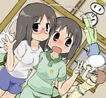  black_hair blue_hair blush breasts brown_hair cameltoe glasses haru_(springtree) long_hair minakami_mai naganohara_mio nichijou nipples pajamas pillow pixiv_thumbnail resized shinonome_nano 