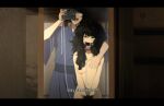  1boy 1girl absurdres angry bdsm black_hair bondage bound breasts camera clothed_male_nude_female completely_nude gag gagged grabbing_another's_breast groping highres holding holding_camera improvised_gag japanese_clothes kusujinn large_breasts long_hair mirror nude short_hair tape tape_gag 