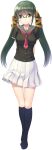  1girl black_socks buttons collarbone fuefukigawa_komae full_body game_asset glasses green_eyes green_hair green_shirt grey_sailor_collar hair_ornament hair_ribbon highres kamitsure_~7_no_nijou_fushigi~ long_hair miniskirt mizuki_kotora neckerchief non-web_source official_art orange_ribbon pleated_skirt red_neckerchief ribbon sailor_collar school_uniform self-datamine shirt short_sleeves simple_background skirt socks solo summer_uniform tachi-e transparent_background tress_ribbon twintails white_skirt 