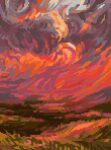  cloud cloudy_sky commentary field hexh landscape no_humans orange_sky original pixel_art scenery sky sunset 