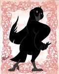  avian bird brown_eyes chubby crow digitigrade female looking_at_viewer solo ukabor wide_hips 