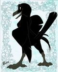  avian bird brown_eyes butt crow digitigrade female looking_at_viewer solo ukabor wide_hips 