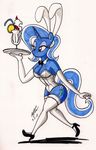  animal_ears anthro anthrofied blue_eyes blue_skin bow_tie breasts cleavage clothed clothing corset cutie_mark elbow_gloves equine female friendship_is_magic glass gloves hair heels horn horse ice_cream legwear lemon mammal my_little_pony newyorkx3 plain_background pony signature solo stockings trixie_(mlp) walking white_background white_hair 