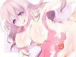  1girl areolae arm_grab armpits artist_request bath bathroom bent_over breasts brown_hair bubble bubbles censored highres large_breasts legs long_hair looking_at_viewer mosaic_censoring naughty_face nipples nude penis purple_eyes sex steam thigh_sex thighs tongue tongue_out wet 