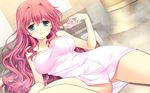  1girl ankoromochi bath blush game_cg green_eyes ichijouji_yura long_hair pink_hair shitsuji_ga_aruji_wo_erabu_toki towel 