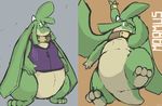  ambiguous_gender bottomless chubby clothed clothing collar green_body hindpaw long_ears marmus odendo overweight paws plain_background selyan simple_background 