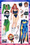  artist_name bag barbara_gordon batgirl batgirl_costume_(2021_barbara) batman_(series) batman_symbol blank_eyes body_freckles boots breasts cape cassandra_cain chibi comic_cover commentary cover cover_page cropped_jacket dc_comics dick_grayson dog earrings english_commentary freckles gouache_(medium) green_skirt handbag highres holding holding_leash jewelry kisekae leash leotard mask nightwing official_art painting_(medium) rian_gonzales shoulder_freckles skirt stephanie_brown superhero_costume textless_version traditional_media watercolor_(medium) white_boots 