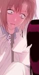  2girls black_hair blood_time blush brown_hair commentary_request eye_contact ha-yang_baek highres korean_commentary korean_text long_hair looking_at_another multiple_girls murrang_f official_art open_mouth pale_skin pink_hair short_hair translated yeonu_ha 